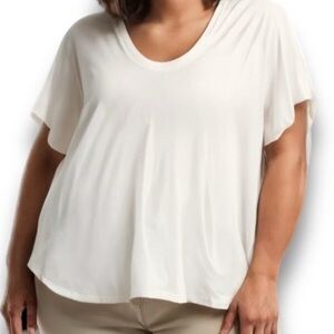 A New Day V Neck T Shirt White Cotton Short Sleeve 3X New